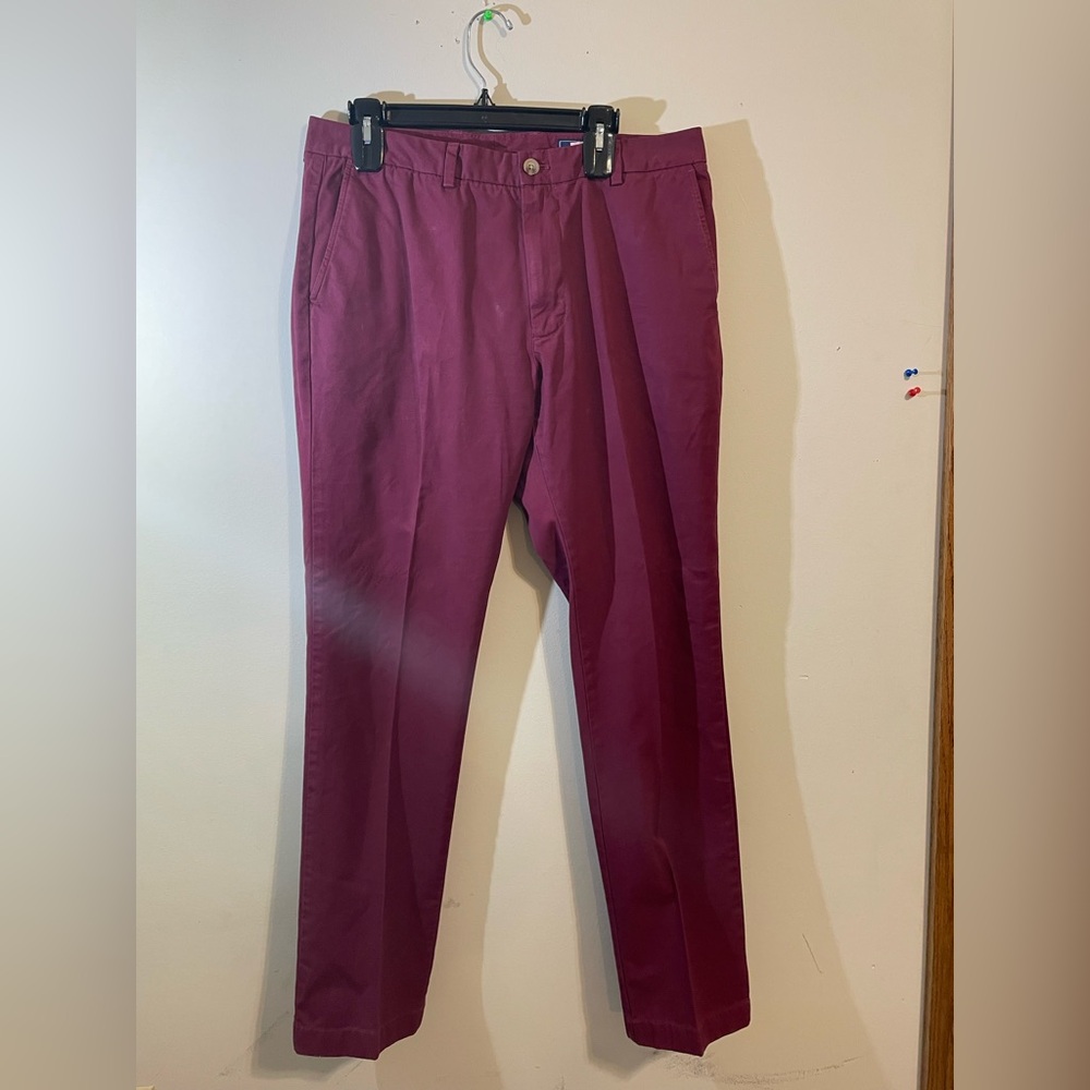 Vineyard Vines pants Mens 34 X 34 Slim fit breaker Flat Front Burgundy Cotton